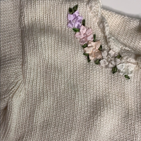 Antonella kids Ivory Knit Flower Tea Time cardigan sweater 9-12 months girls - Picture 5 of 11